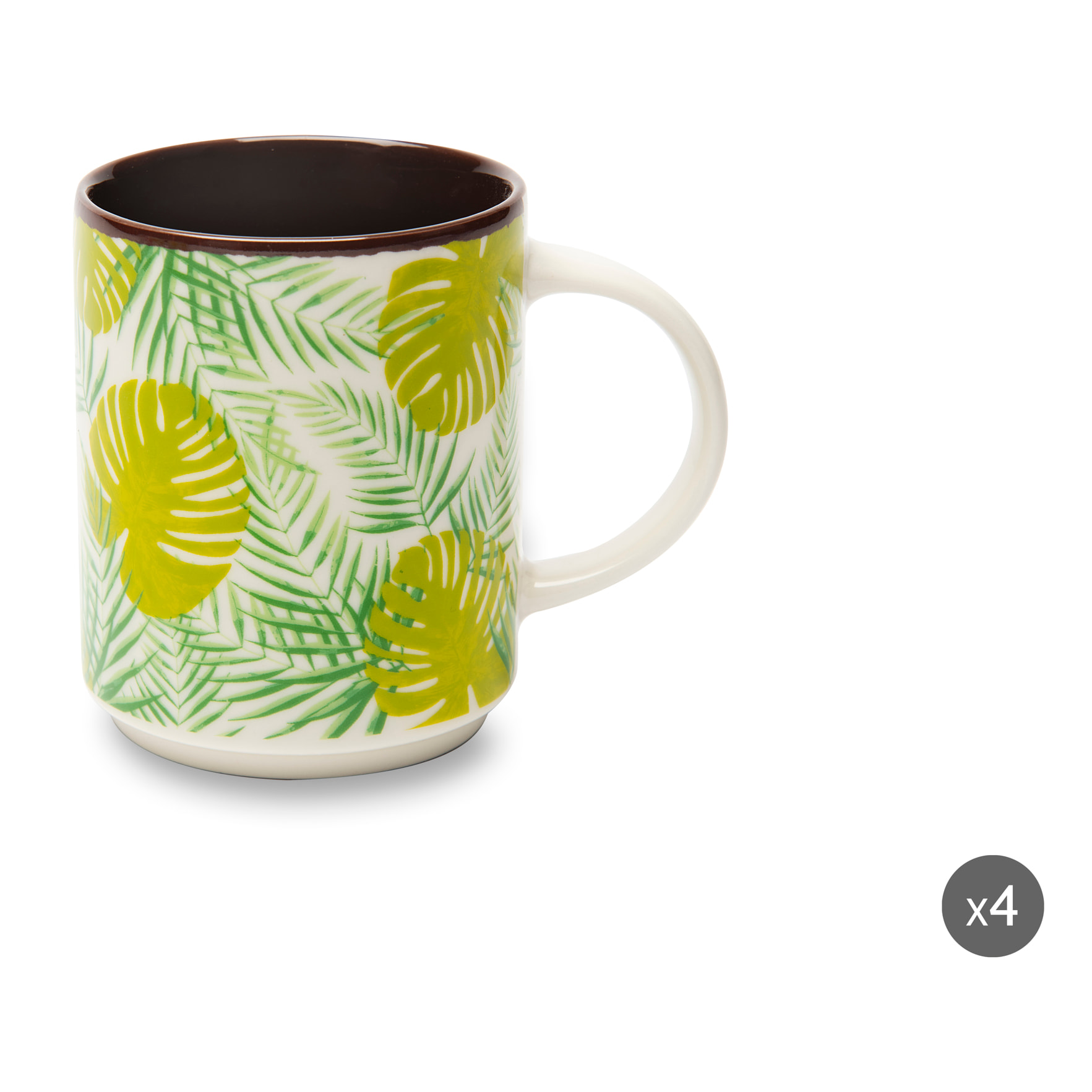 Set de 4 Mugs Excelsa – Foliage, New Bone China Multicolore