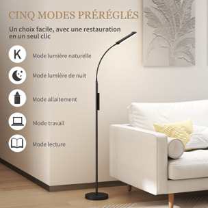 Lampadaire LED dimmable avec télécommande - contrôle tactile, réglable - H.175 cm - acier polycarbonate noir