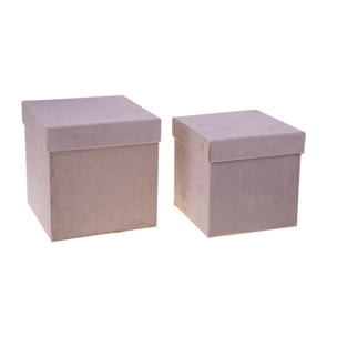 Set Di 2 Scatole Quadrate In Velluto. Altezza 26,5 Cm - Pezzi 1 - 26,5X26,5X26,5cm - Colore: Altro - Bianchi Dino - Decorazioni Varie