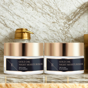 Dúo de cremas de noche con oro de 24 quilates