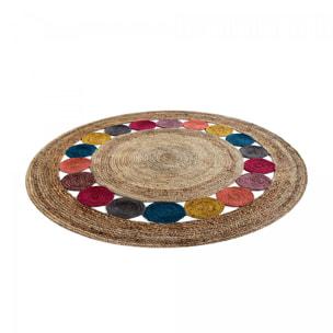 Tapis rond fait à la main en jute motif géométrique RINI