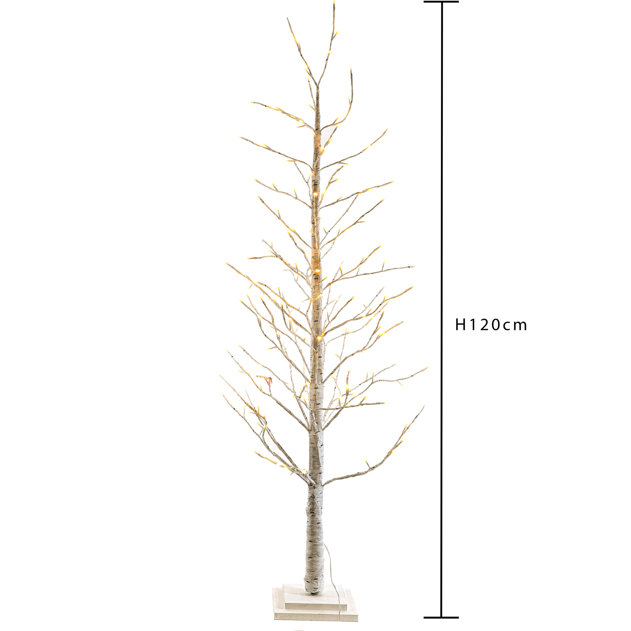 Betulla 120 Cm Con 114 Led Mov Int. - Pezzi 1 - 45X120X45cm - Colore: Bianco - Bianchi Dino - Articoli Natalizi