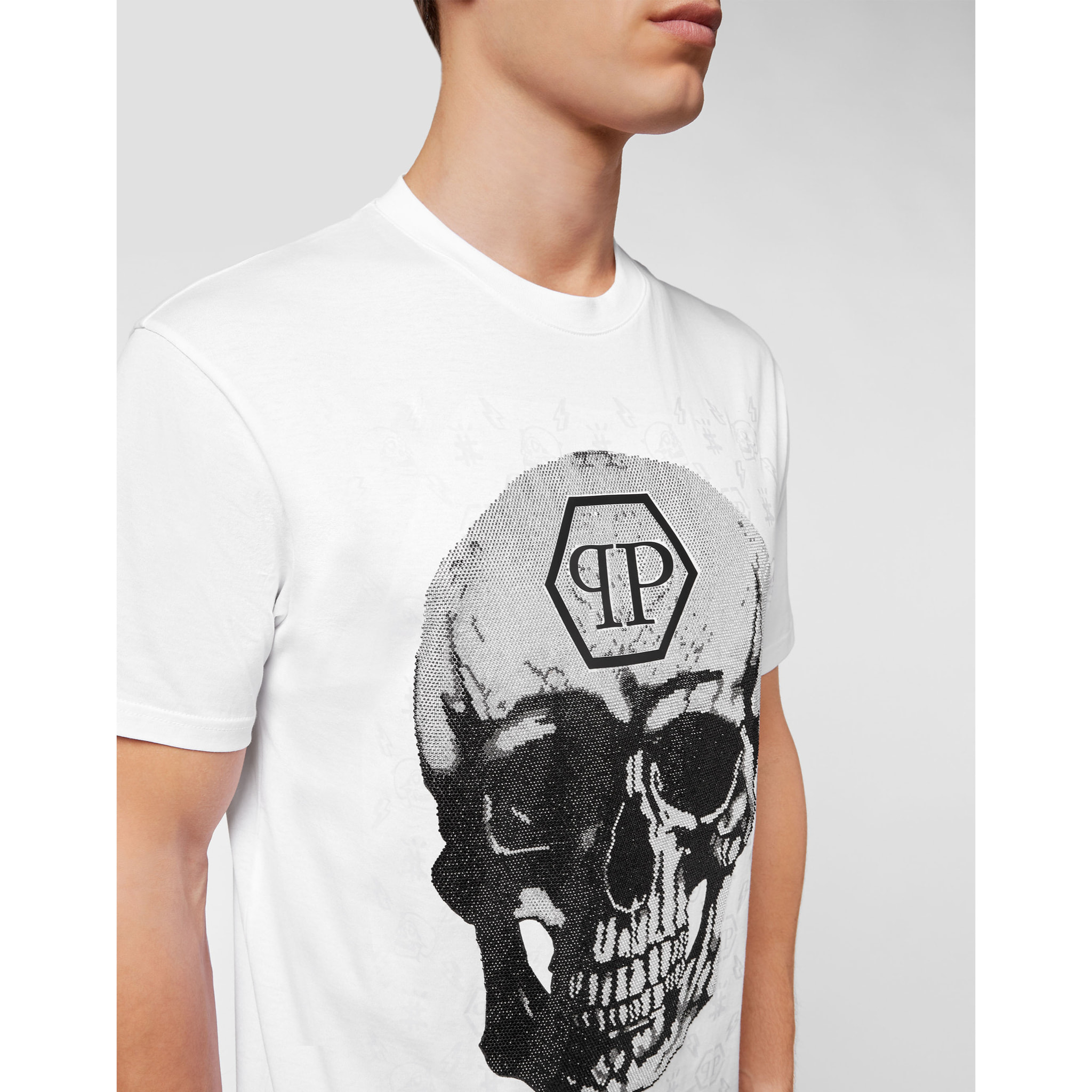 PHILIPP PLEIN T-Shirt Round Neck SKULL AND PLEIN