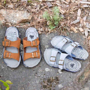 Sandalias N598 NOBUCK LAVADO CUERO/ RECYCLUS UNISEX color Cuero