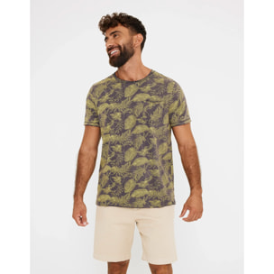 Camiseta Manga Corta Estampado Hojas - Mauicam