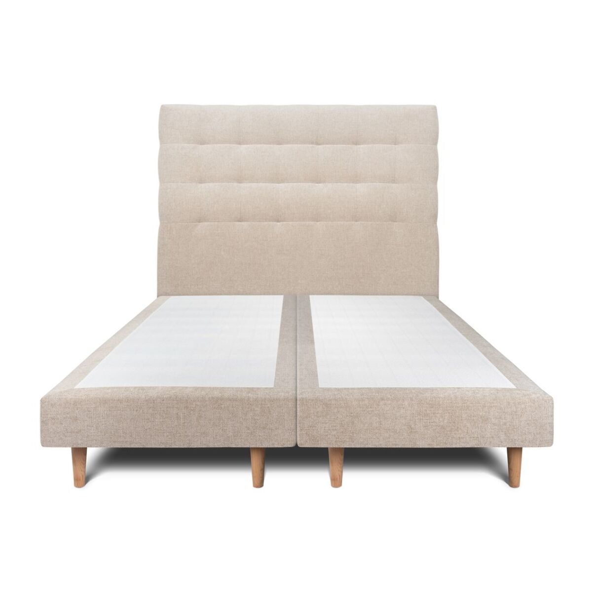 Lit avec tête de lit capitonnée tissu et sommier tapissier Ep14