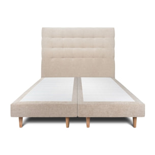 Lit avec tête de lit capitonnée tissu et sommier tapissier Ep14