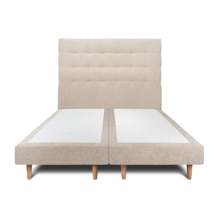 Lit avec tête de lit capitonnée tissu et sommier tapissier Ep14