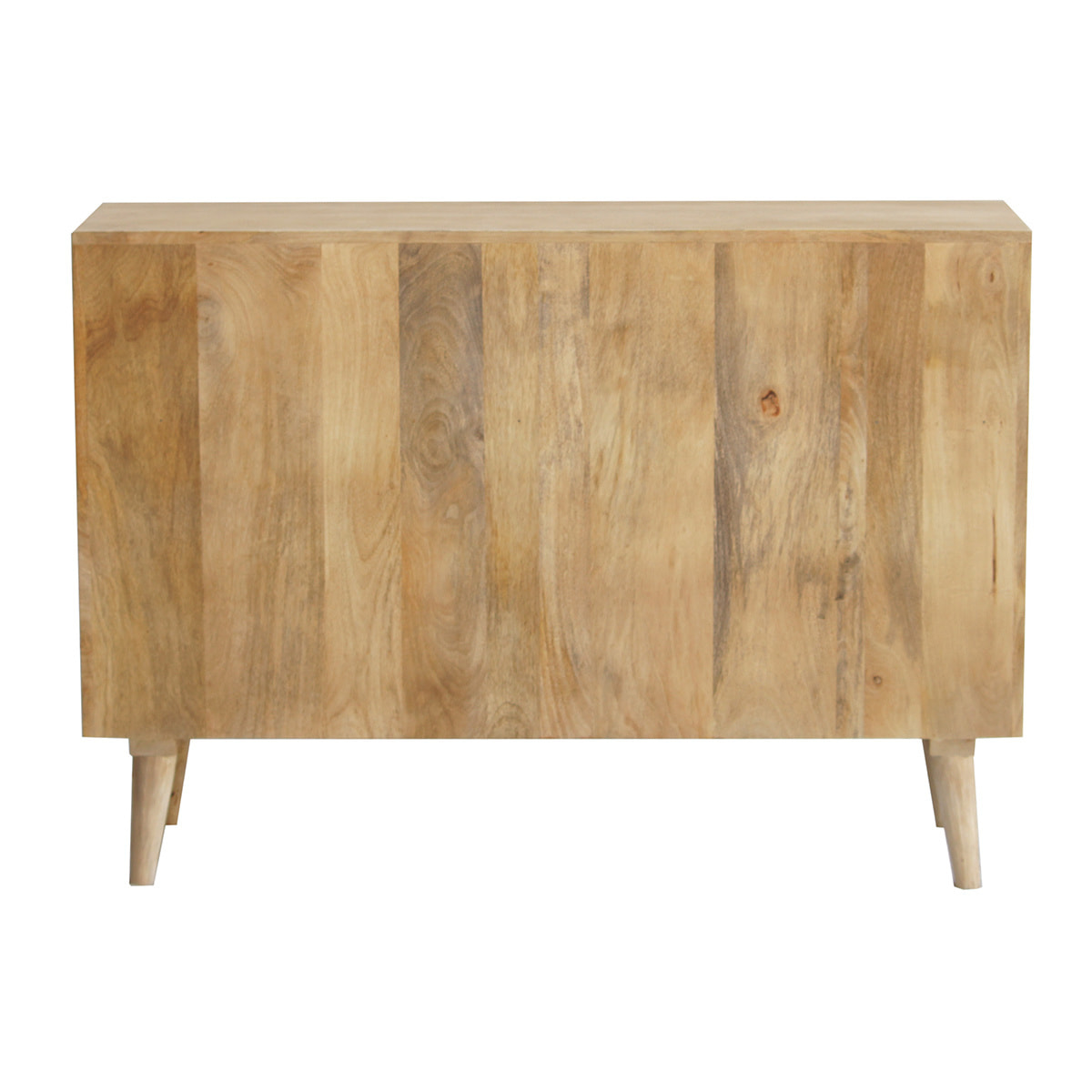 Buffet ouvert meuble de rangement bouteilles ou vinyles en bois manguier massif L120 cm ISIDRO