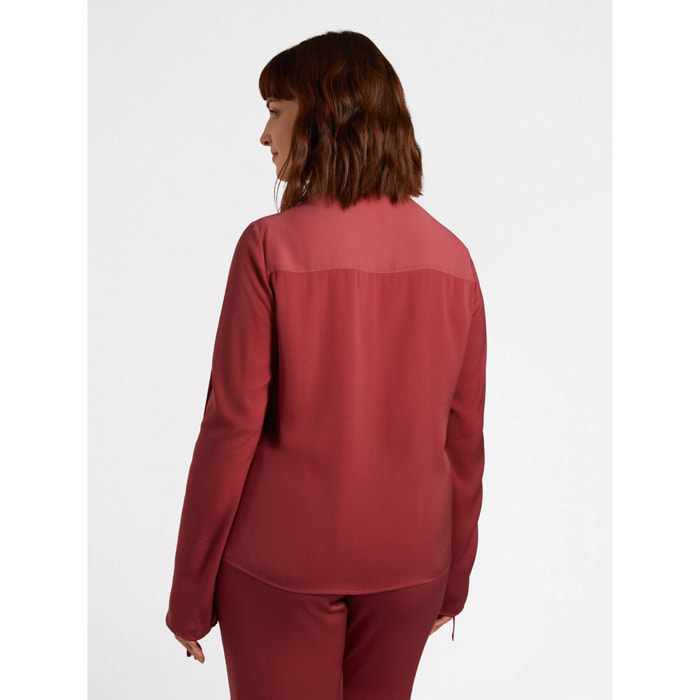 Fiorella Rubino - Camicia in raso con lacci da annodare ai polsi - Bordeaux