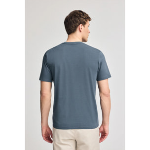 Camiseta azul denim de manga corta con bolsillo y bordado Rigby Best