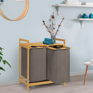 Panier à linge Maya 2 compartiments bambou