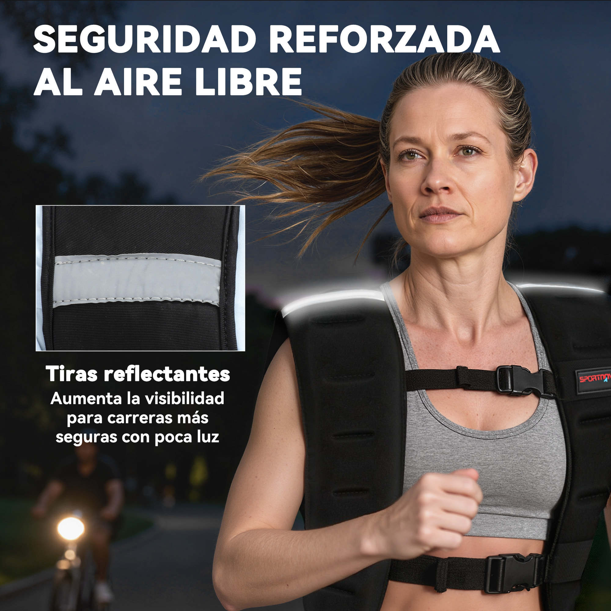 Chaleco Lastrado 8kg, Chaleco Peso Entrenamiento Transpirable, con 2 Correas Ajustables y Bandas Reflectantes, para Entrenamiento de Fuerza, Jogging, Negro