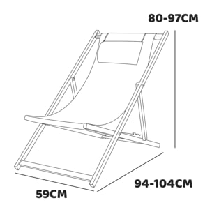 Mezzaluna - Set di 2 sedie a sdraio pieghevoli in alluminio e textilene