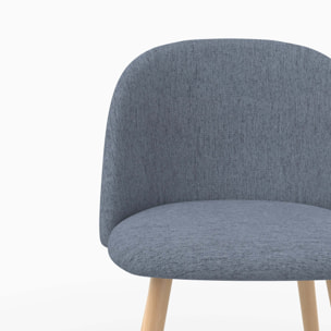 Lot de 2 chaises en tissu bleu marine et pieds en métal - Cozy