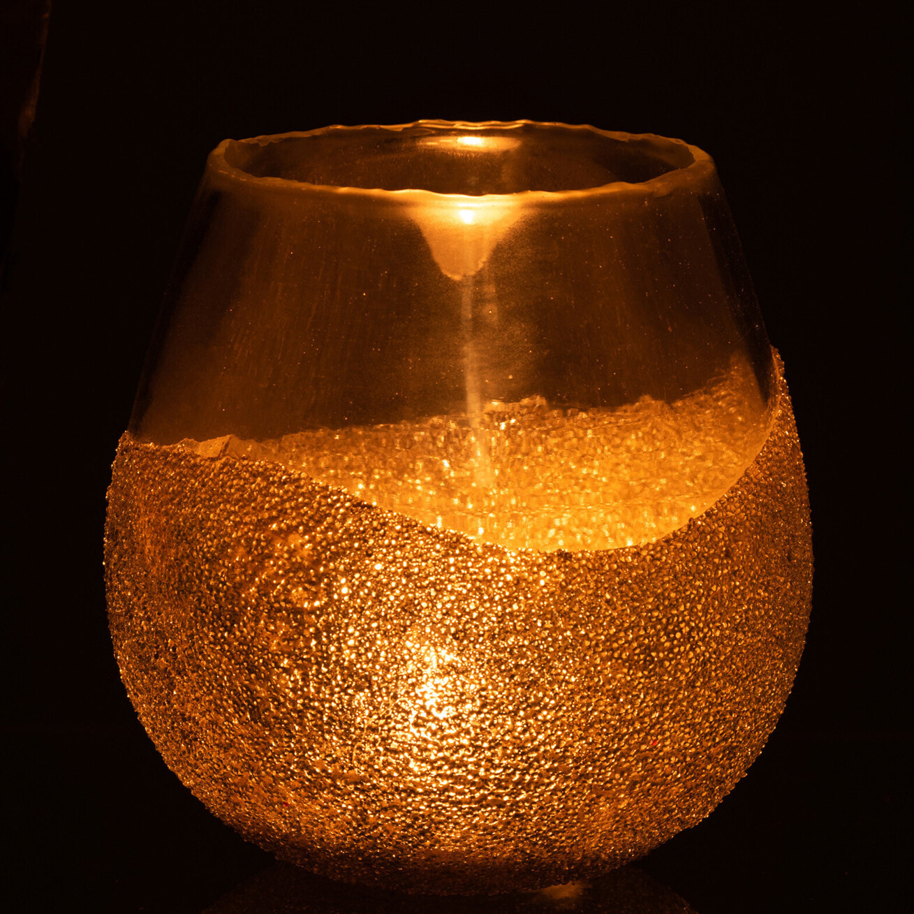 J-Line bougeoir 1/2 Perles Rond - verre - or - medium