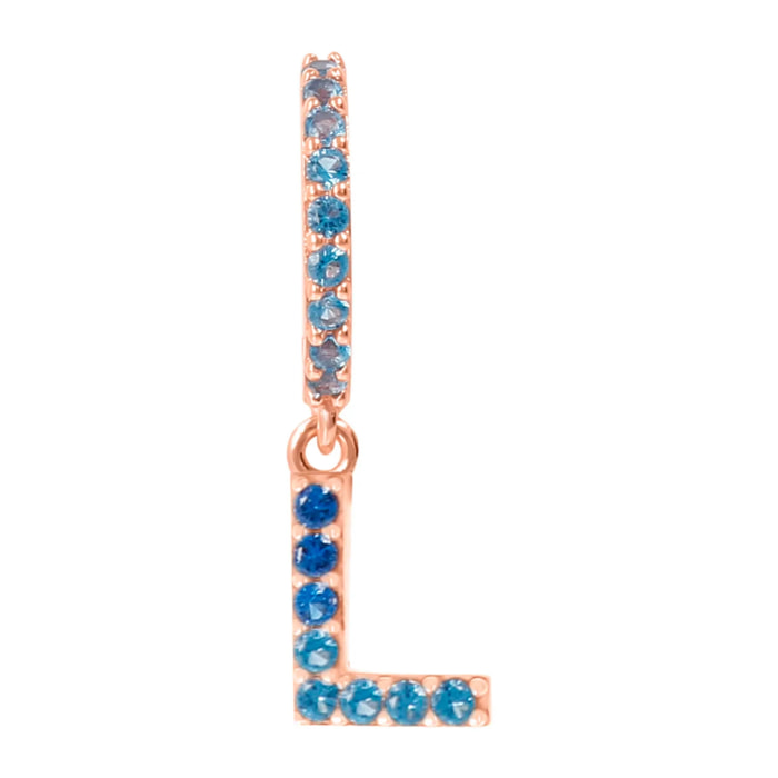 Orecchino Pendente con Lettera L in Pavé di Cubic Zirconia Rosa