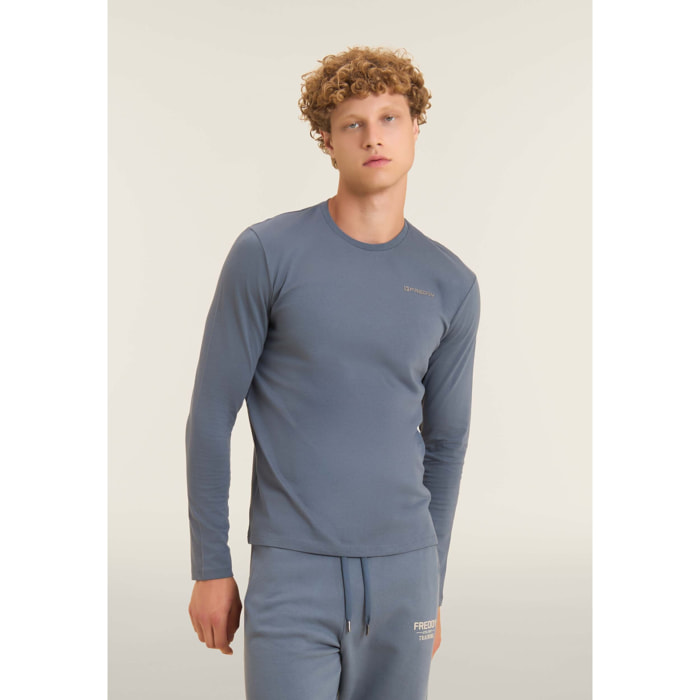 T-shirt manica lunga in cotone con logo lato cuore