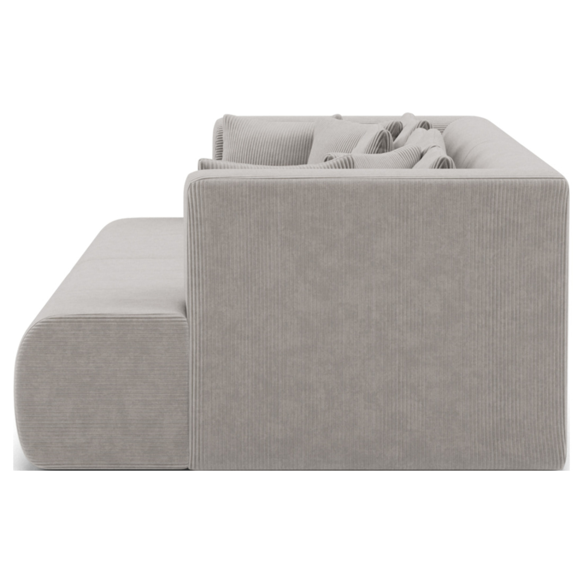 Onyx - canapé droit 4 places avec double méridienne - assise profonde - en velours côtelé - Gris clair