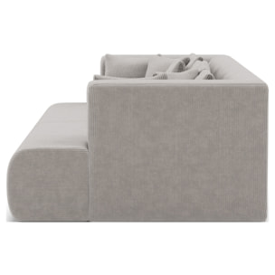 Onyx - canapé droit 4 places avec double méridienne - assise profonde - en velours côtelé - Gris clair