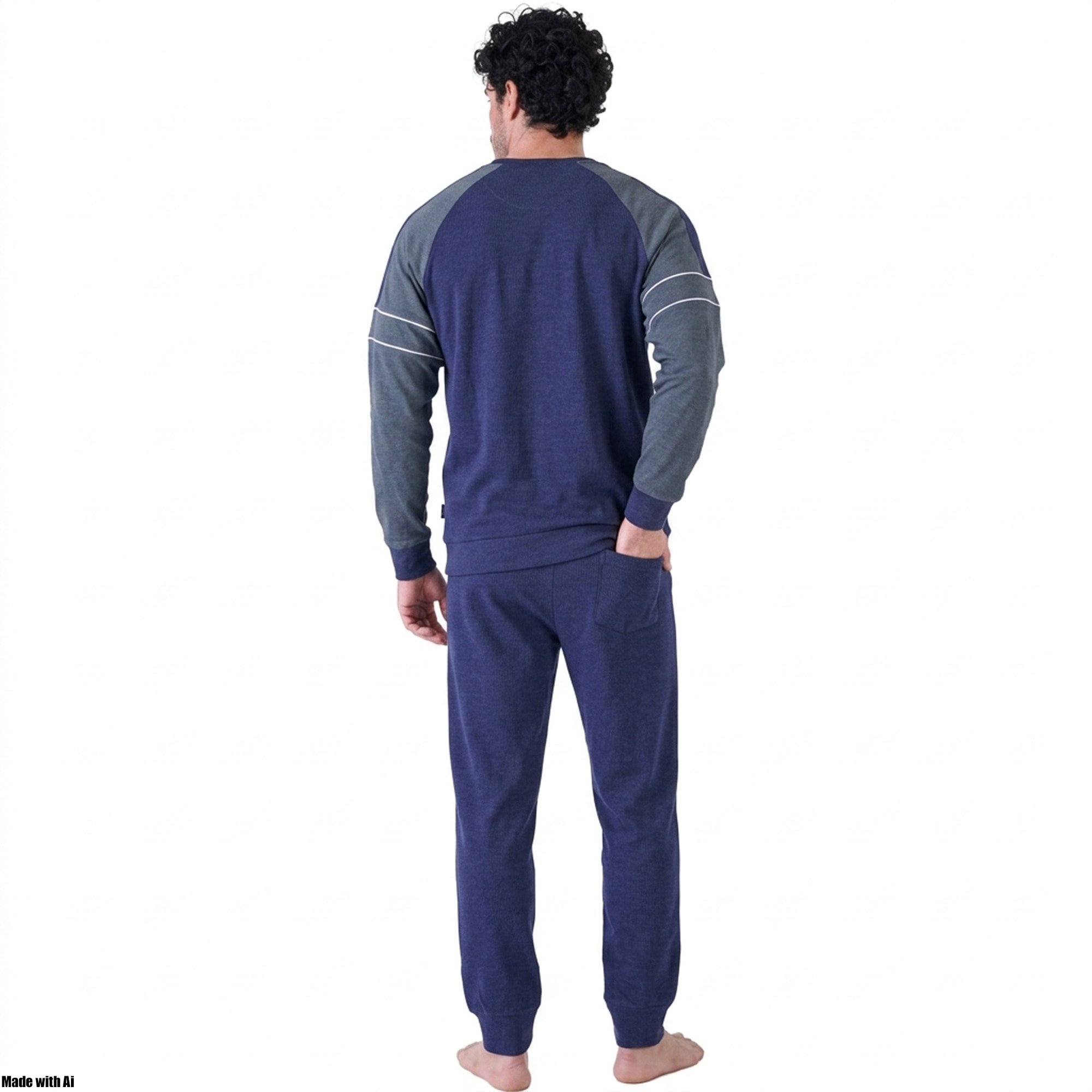 Navigare Pigiama da Uomo in Cotone Interlock Art. 842030 Blu Navy