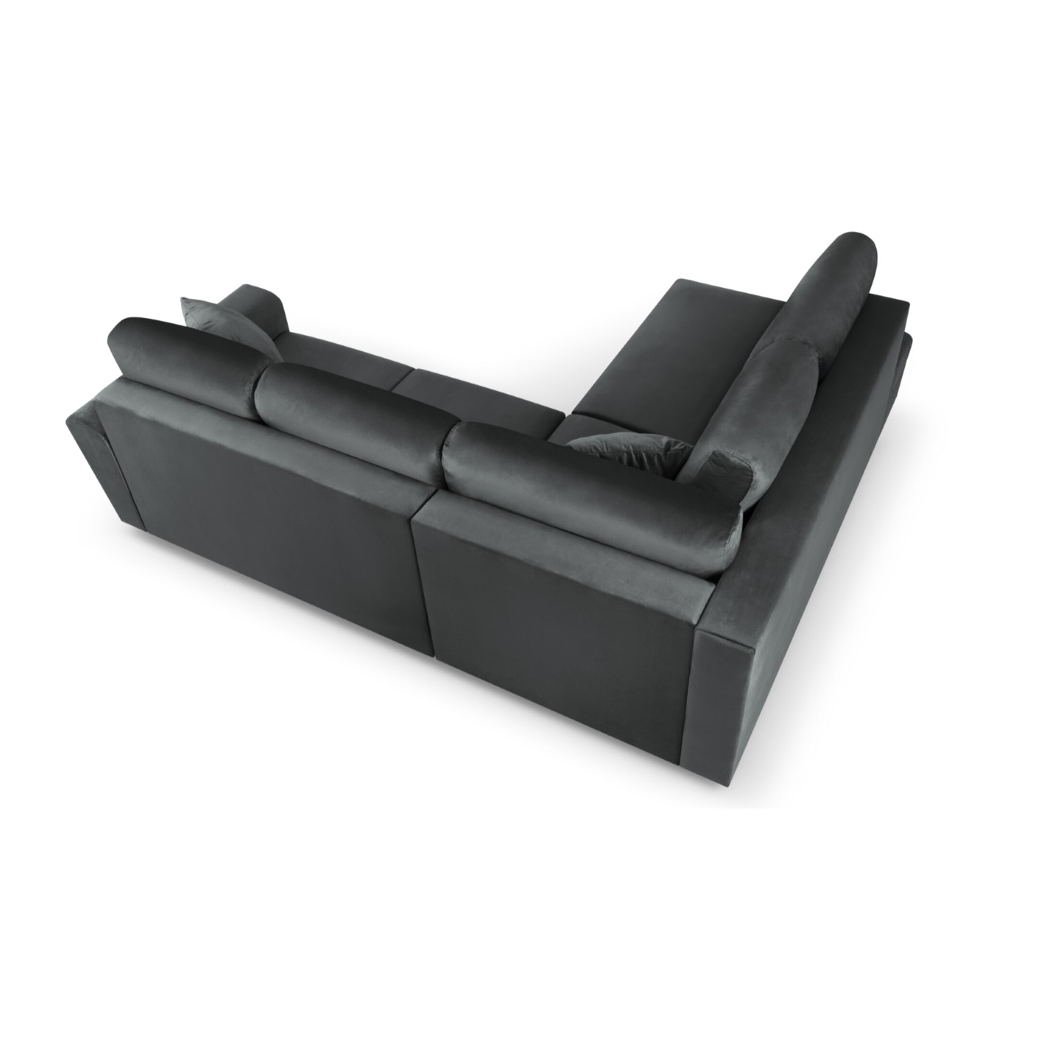 Canapé d'angle gauche convertible avec coffre de rangement "Kyoto" 5 places en velours gris foncé