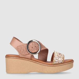 Sandalias de Piel - Beig - Tacón: 5 cm