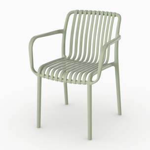 Lot de 2 chaises de jardin empilables en plastique vert pastel - Ivy