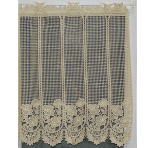 Brise bise en macramé fleuri - Ecru
