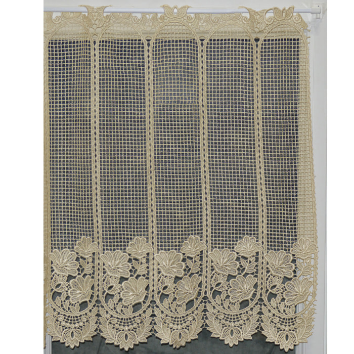Brise bise en macramé fleuri - Ecru