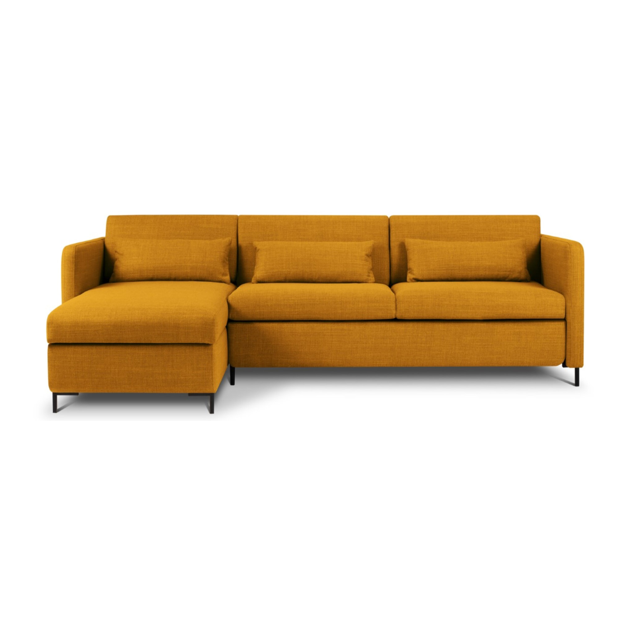 Canapé d'angle gauche convertible avec coffre de rangement "Yanis" 4 places en tissu structurel or