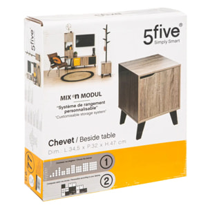 Chevet effet chêne naturel "Ceda" noir