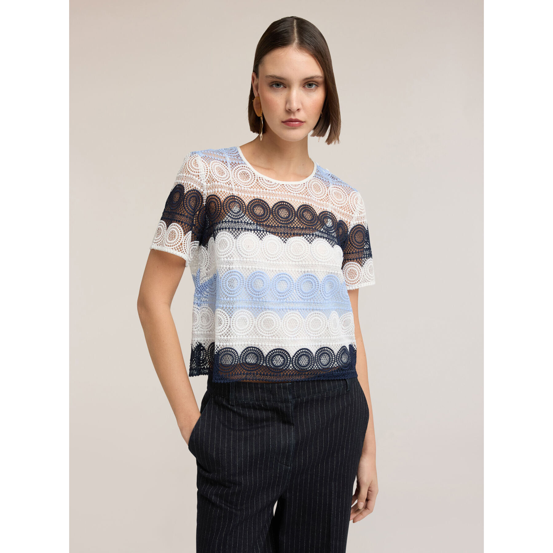Motivi - Camiseta de encaje macramé - Light - blue