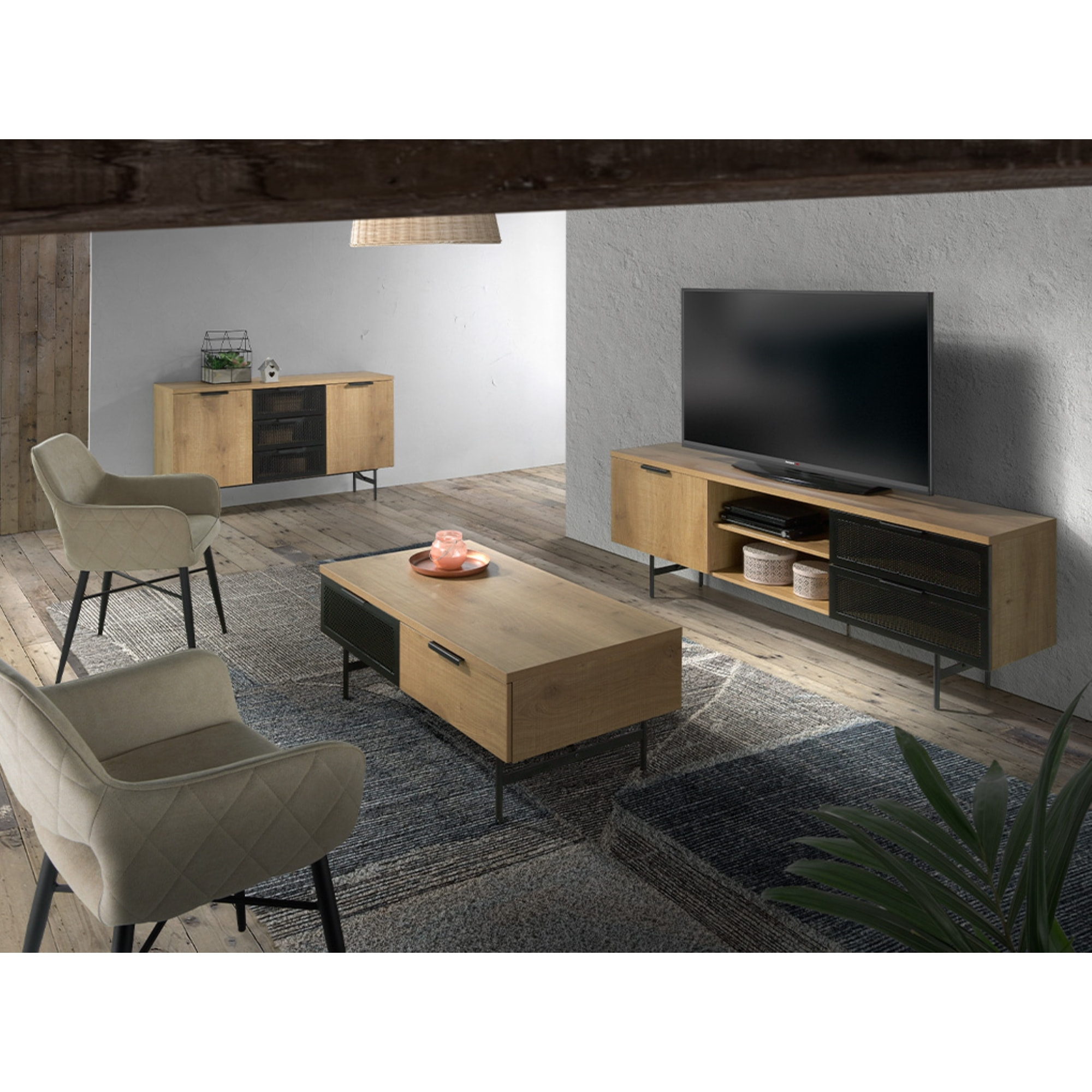 Mesa de centro – Roble y metal