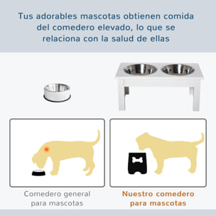 Comedero para Perros de Acero y MDF 44x24x15 cm Blanco