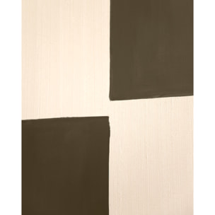 Tableau marron et blanc décoratif sur coton avec cadre en bois peint à la main à la peinture à l'huile en différentes tailles