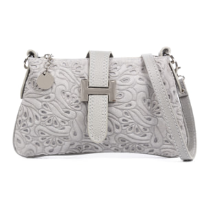 Allerona Bolso de mano Mujer. Piel auténtica Gamuza Grabado Fantasía.