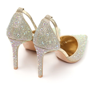 Sandali in simil pelle ricoperti di strass con tacco a spillo