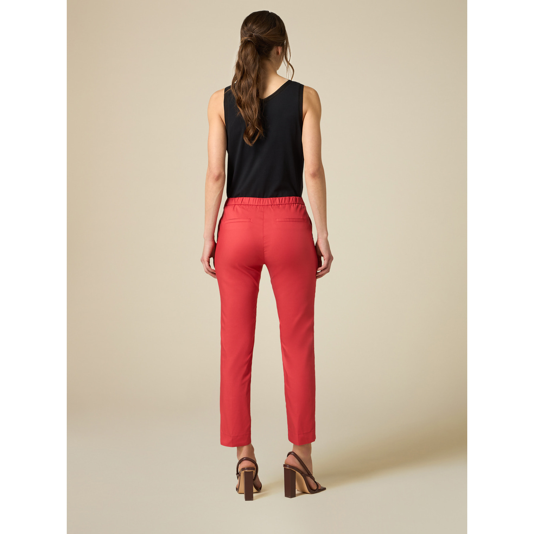 Oltre - Pantaloni basic misto cotone - Rosso