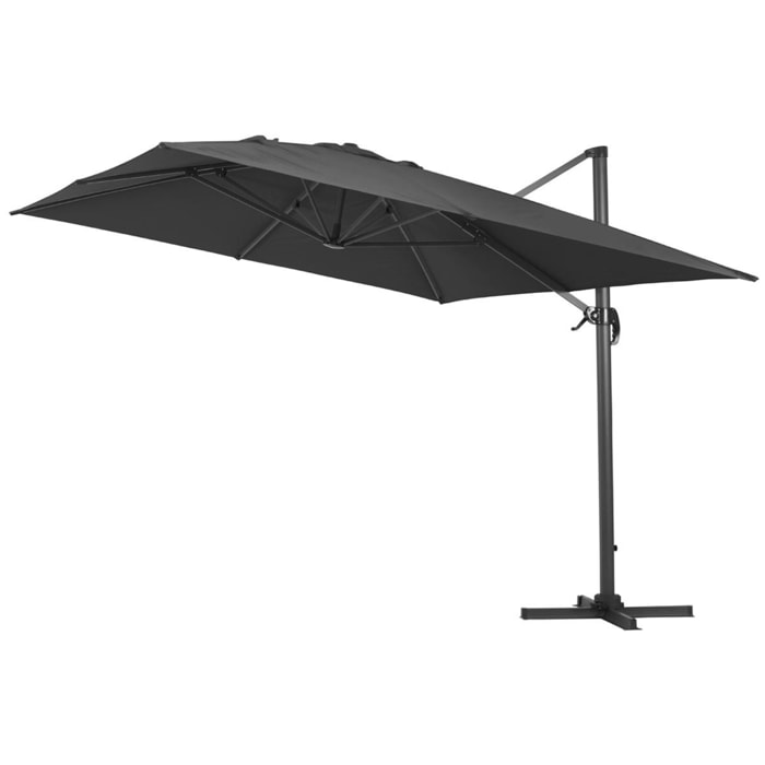 Parasol de jardin déporté en aluminium "Sun 4" - 3 x 4 m - Noir