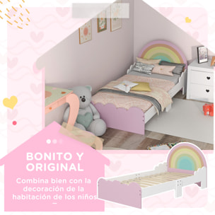 Cama para Niños de 3-6 Años 143x74x66 cm Cama Infantil de Madera en Forma de Arcoíris Mueble de Dormitorio Moderno Carga 80 kg Rosa