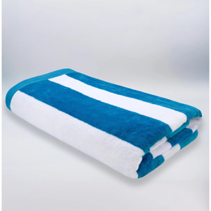 Serviette de plage éponge velours Jacquard - Bahia Bleu Canard - 100x175cm - 470g/m²