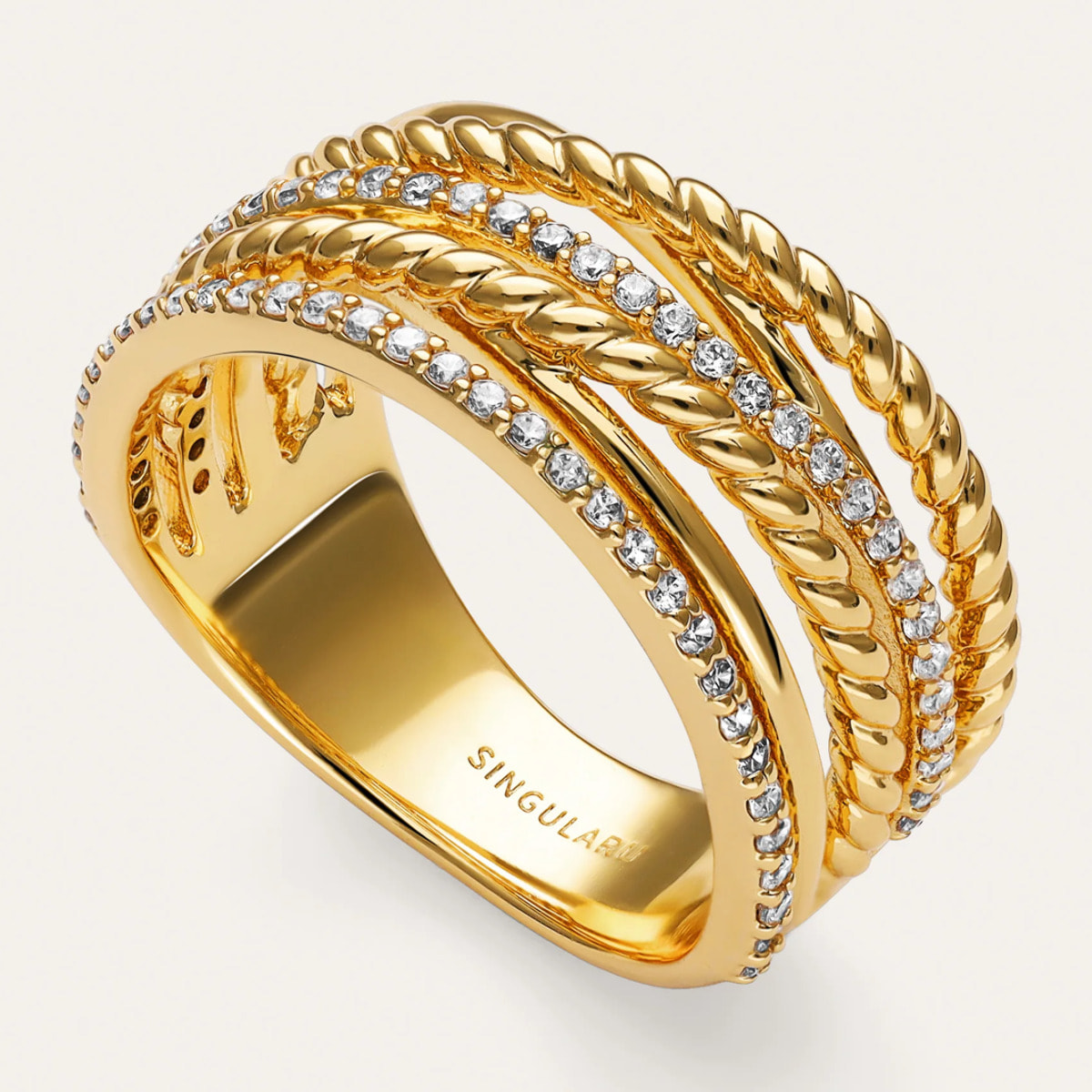 Anello Triple Cross Spark Placcato Oro