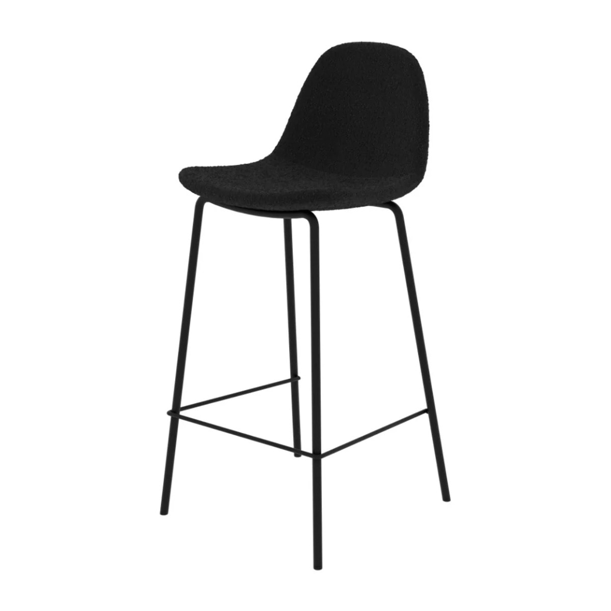 Lot de 2 chaises pour îlot central 65.5 cm en tissu bouclette noir - Henrik