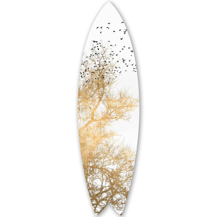Planche de surf décorative blanche et dorée Tableau alu Dibond