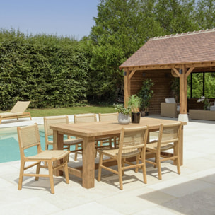 VALERIA - Ensemble de jardin bois de teck recyclé rotin 6/8 pers.