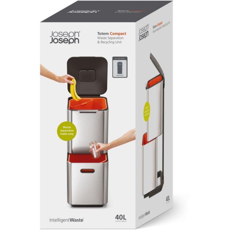 Poubelle tri sélectif JOSEPH JOSEPH Totem Compact 40L Graphite