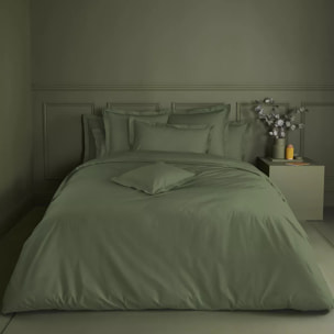 Taie de traversin percale de coton uni vert La percale francaise kaki