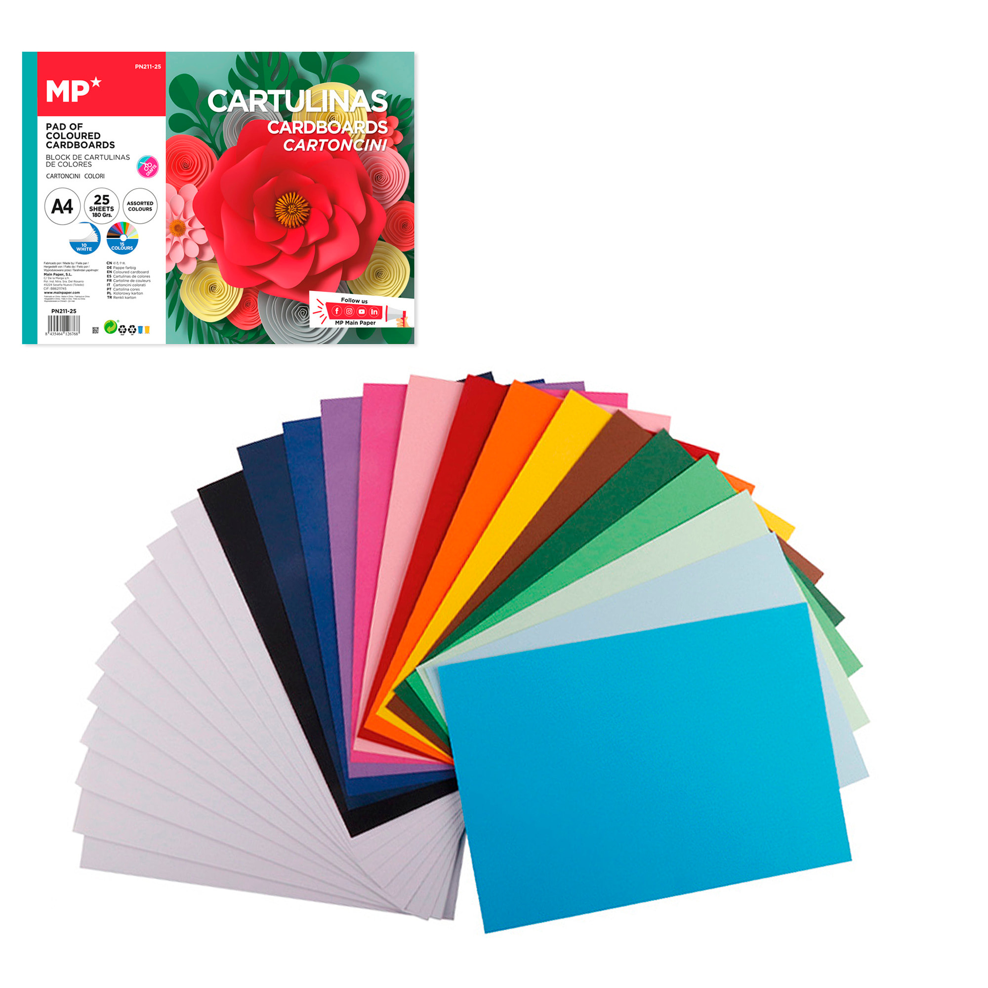 BLOC DE CARTULINA COLOR A4 25 HOJAS 180 g