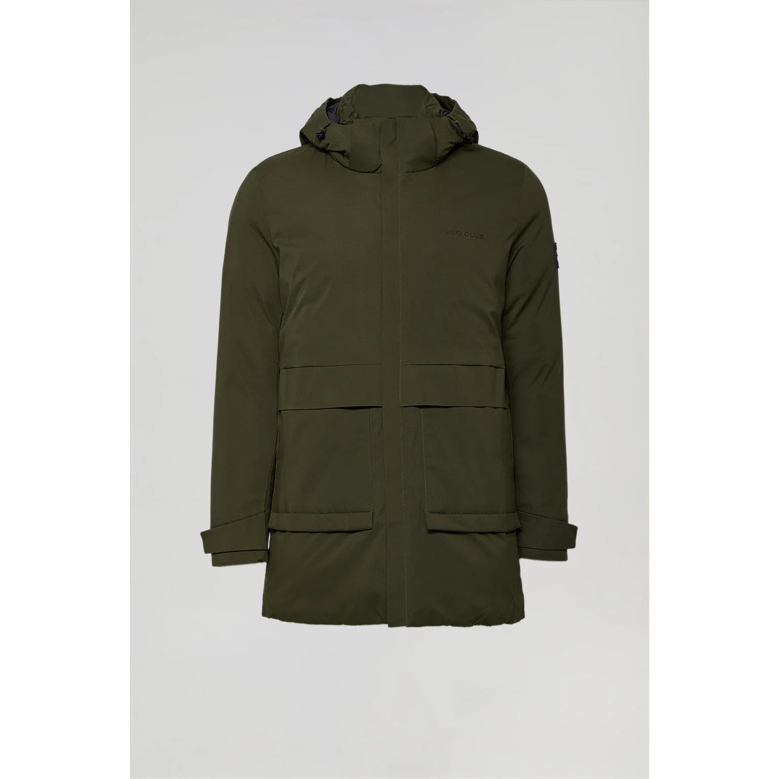 Parka tecnico verde con cappuccio e particolari Polo Club